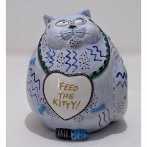 Vintage Fitz & Floyd  “Feed The Kitty” Ceramic Fat Cat Coin Bank